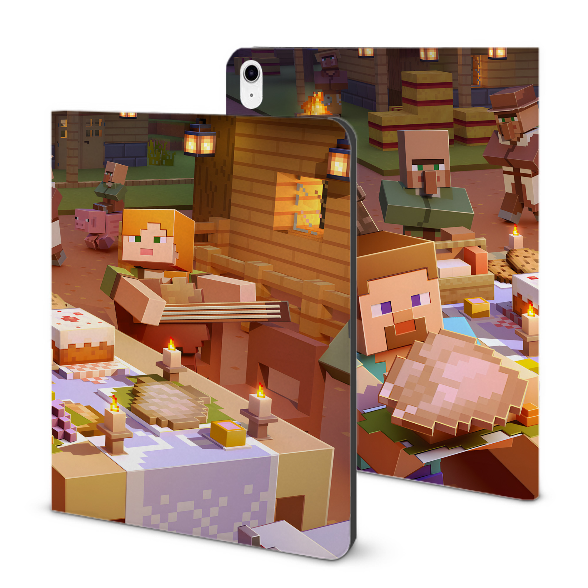 （画像用） マインクラフト ブロックの世界 Minecraft MC Block world IPad ケース ブック型 PUレザー TPU 耐衝撃 軽量 薄型 ペン収納なし 全面保護 IPad 各モデル対応